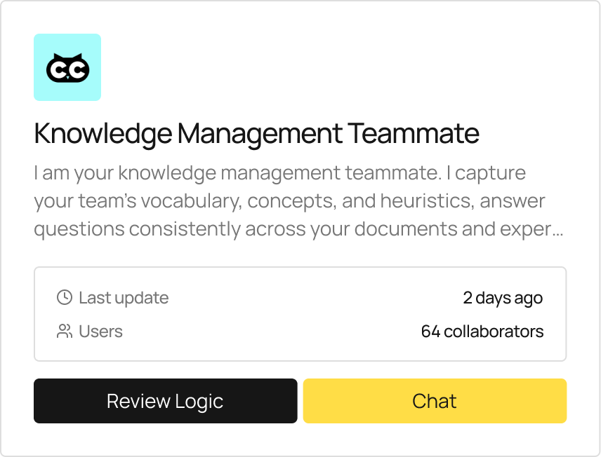 Knowledge teammate card